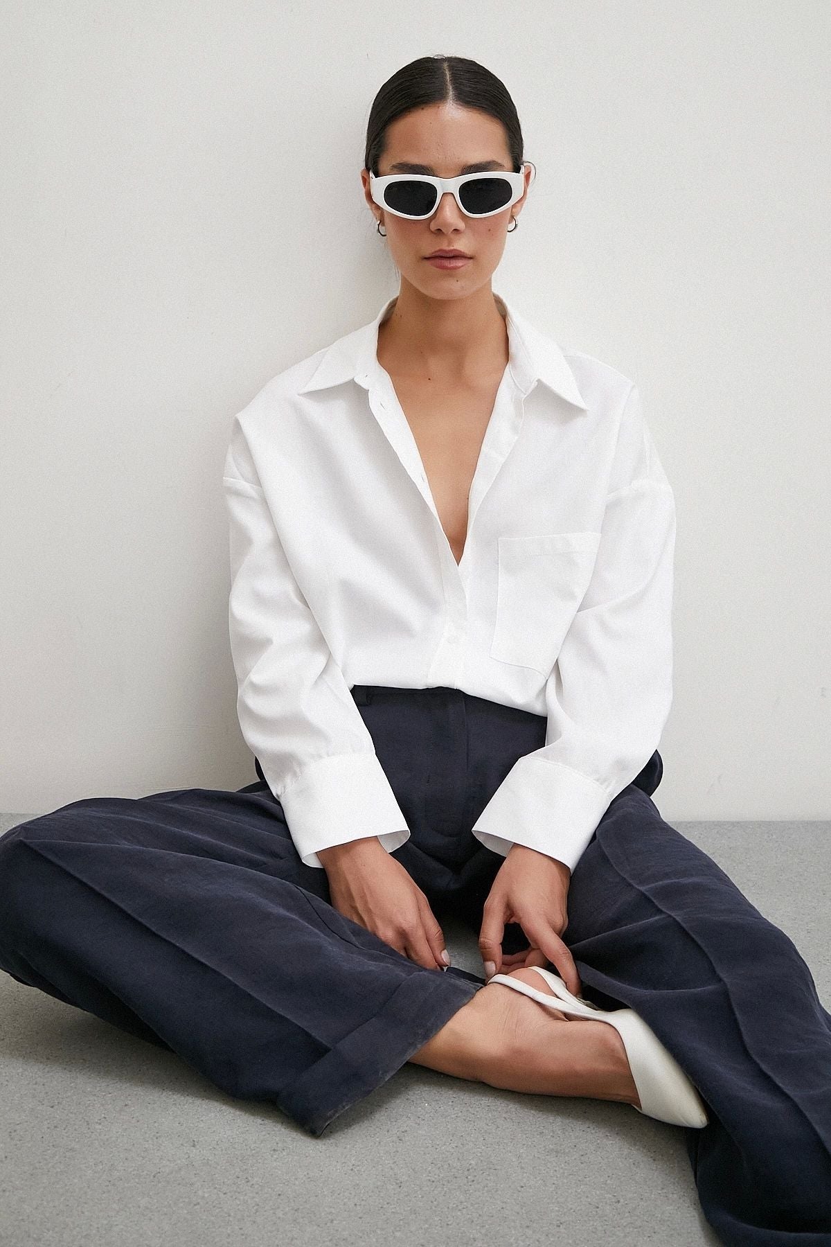 Oversize Pocket White Shirt