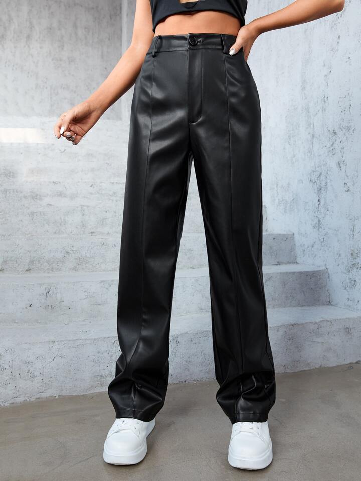 Straight Leg Leather Trouser