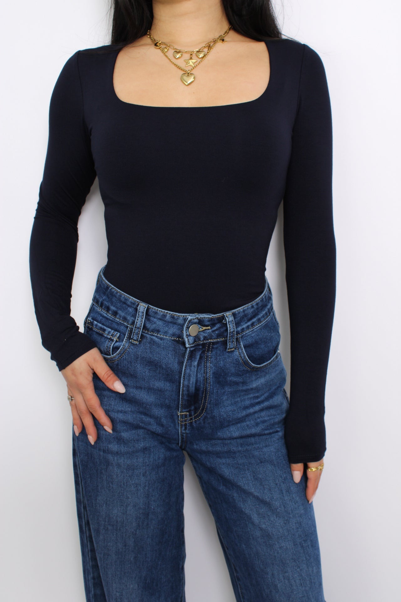 Long Sleeve Square Neck Top