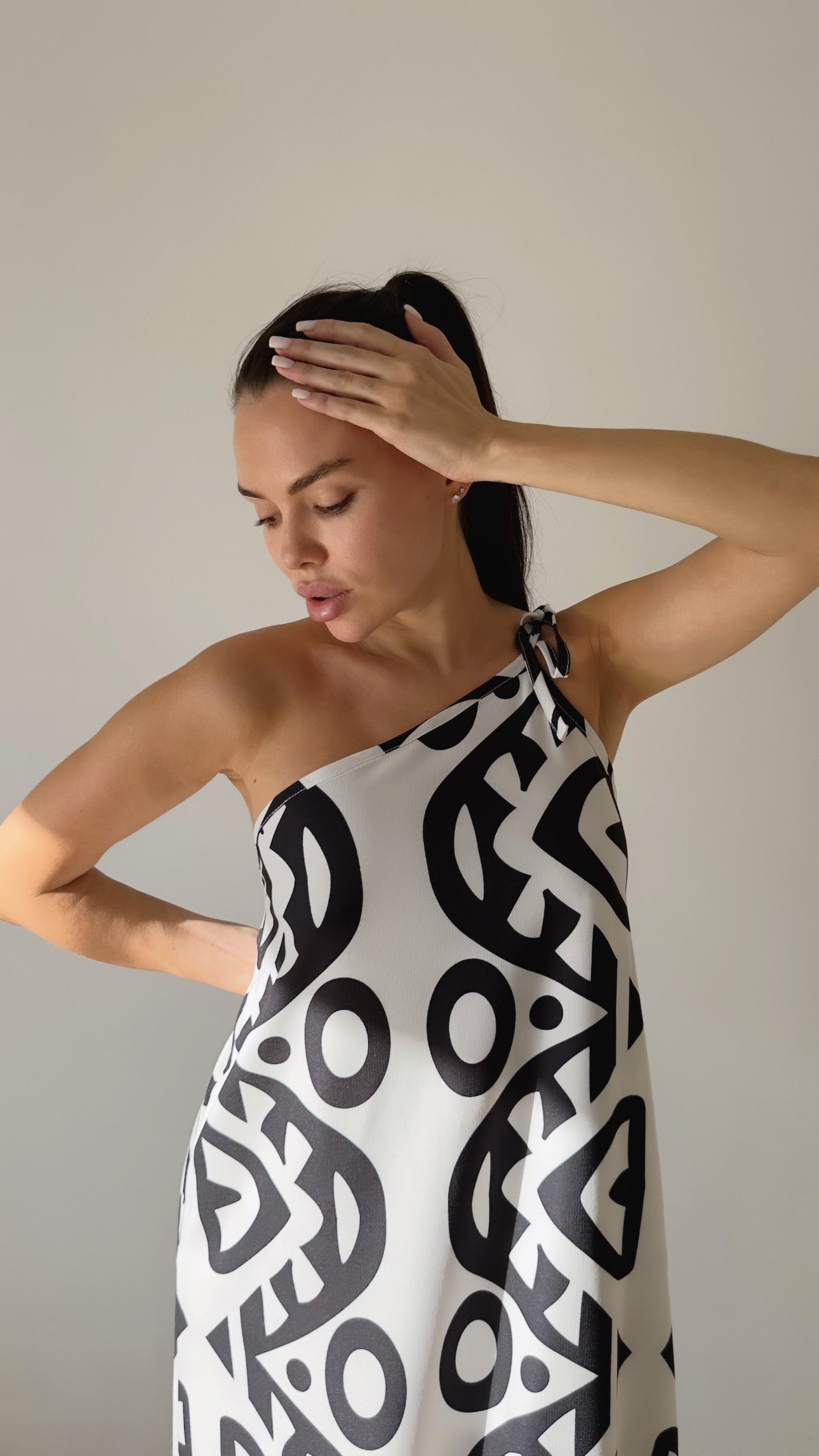 Black & Bold One Shoulder Dress