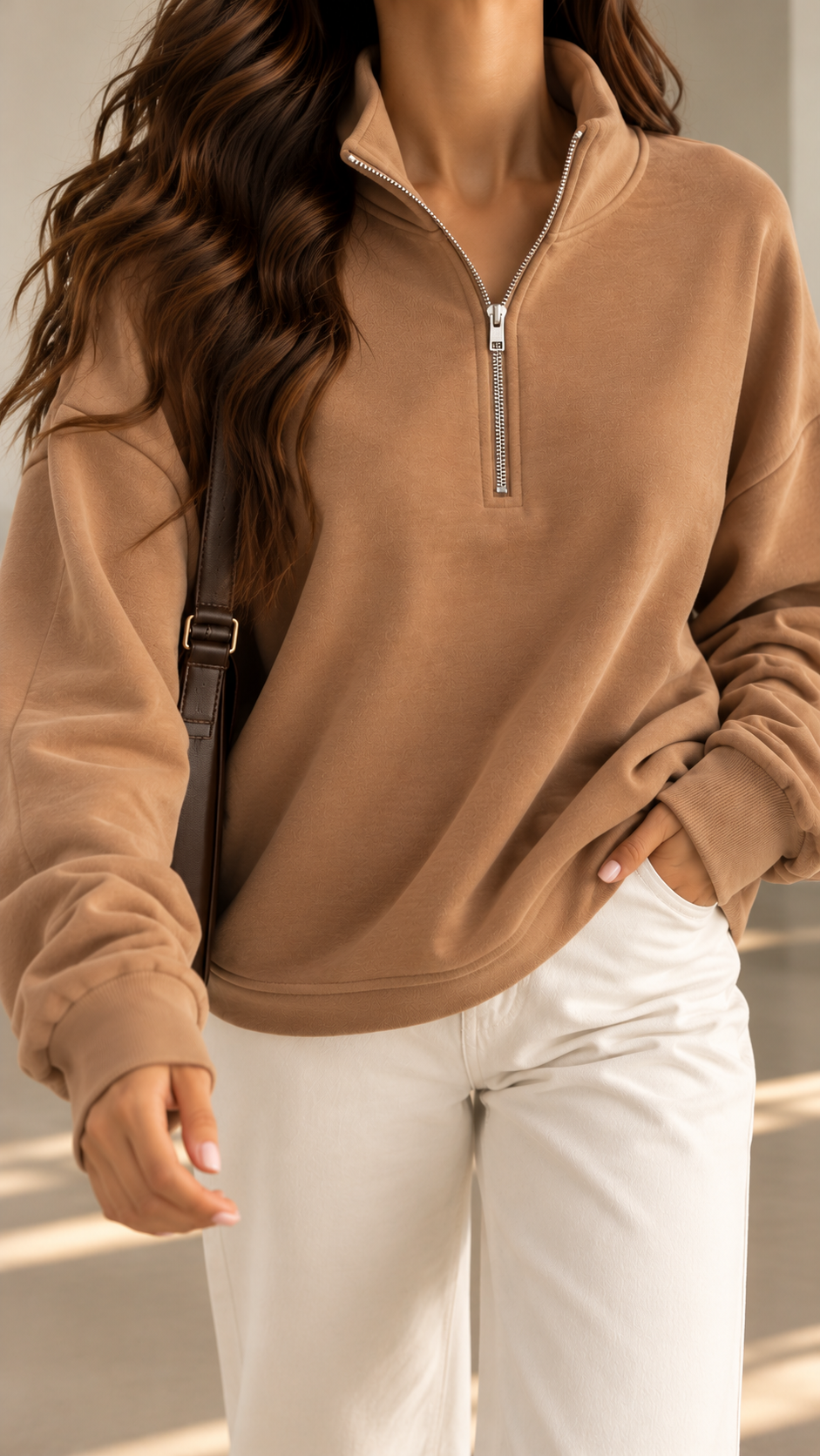 High Neck Half Zip Sweatshirt