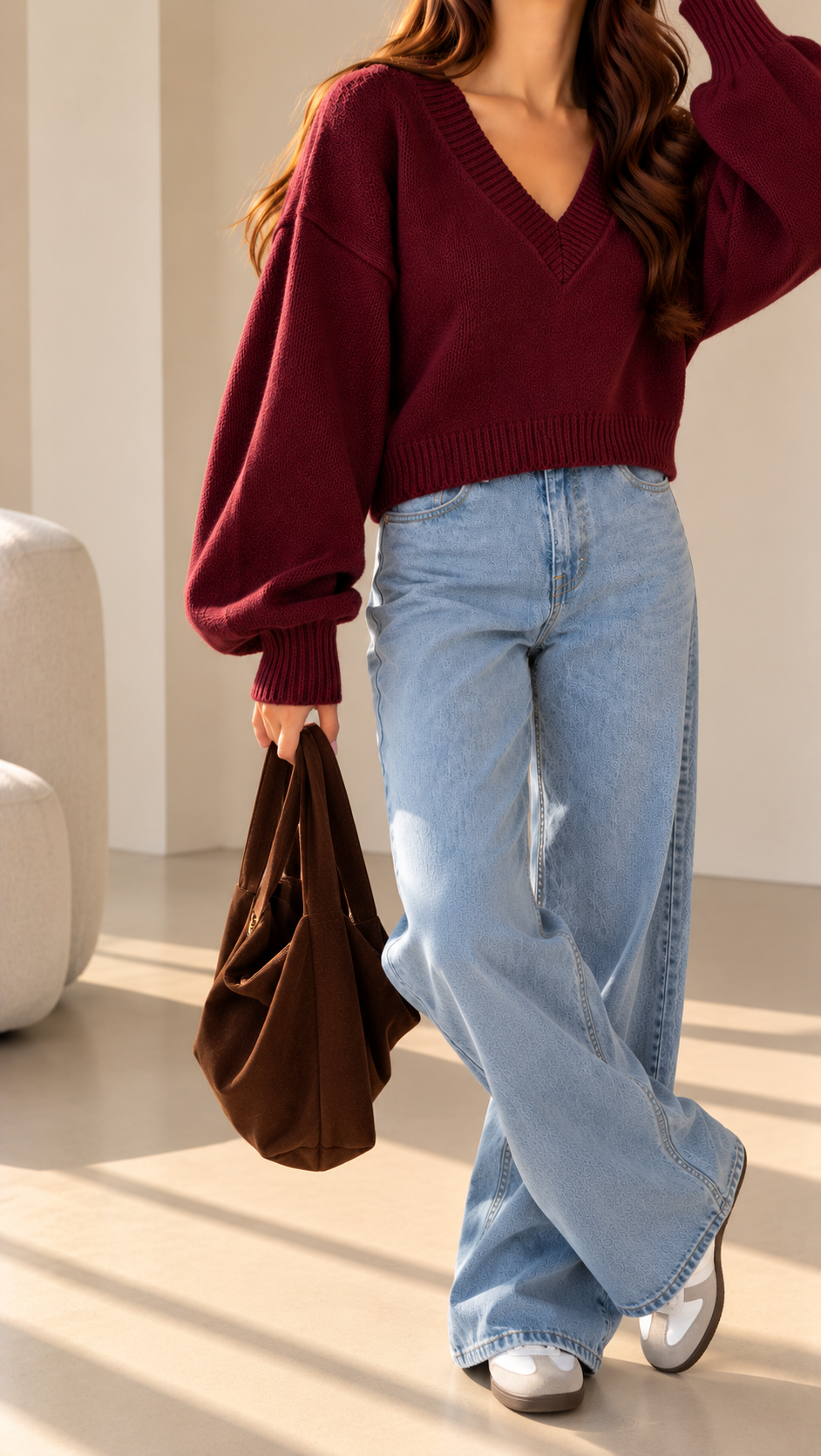 Soft V-Neck Knit Sweater