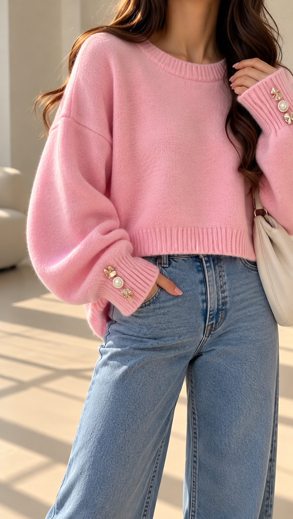 Balloon Sleeve Knit Sweater