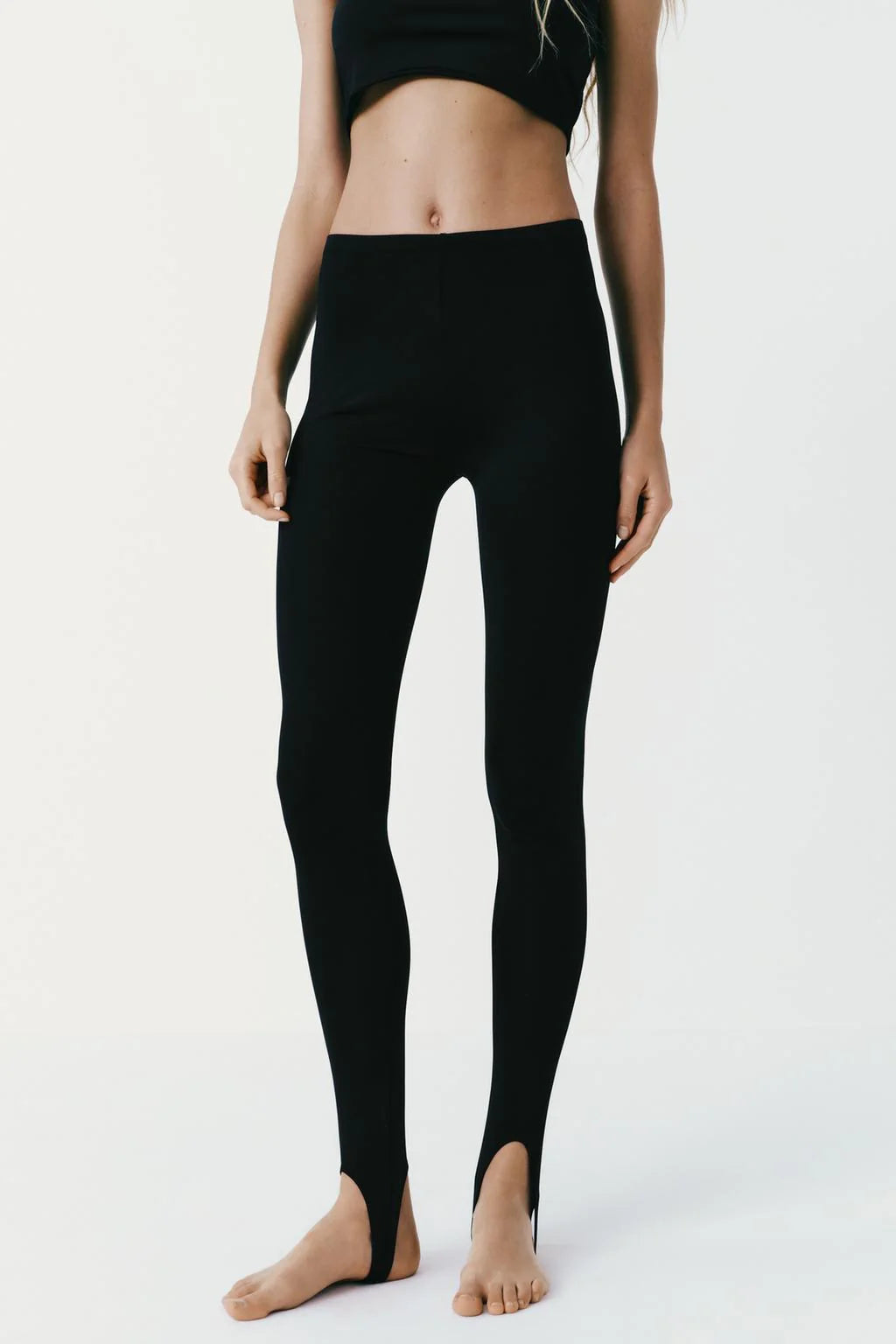 High-Waisted Cotton Polyester Blend Lycra Stirrup Leggings