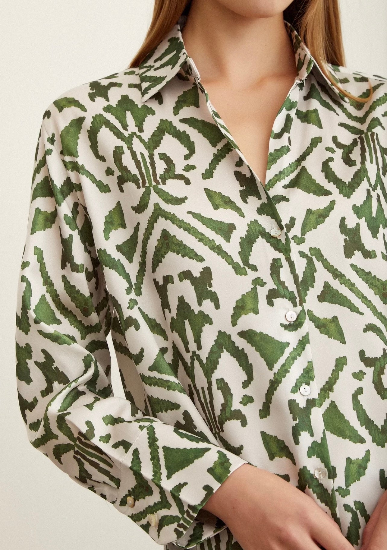 Earthy patterned Satin Shirt