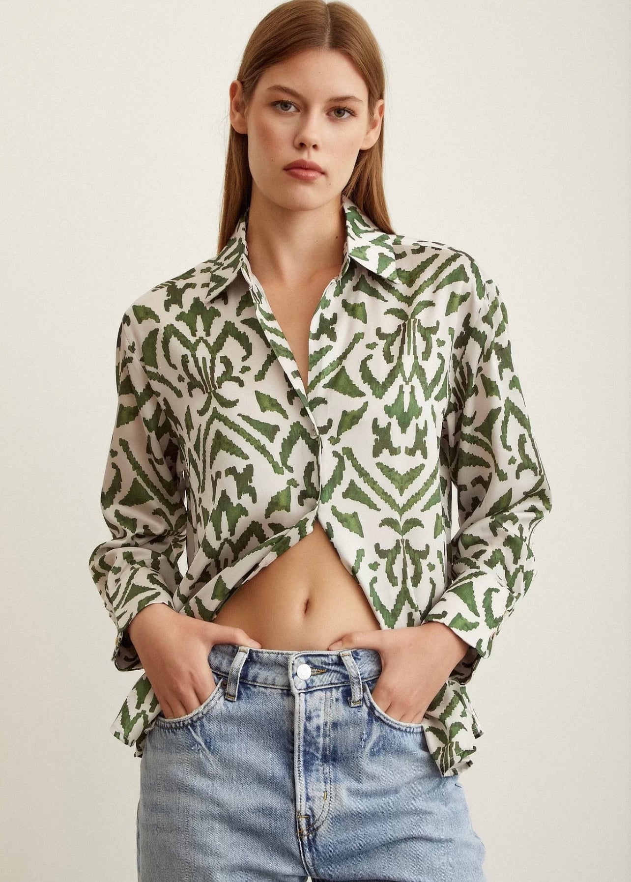 Earthy patterned Satin Shirt