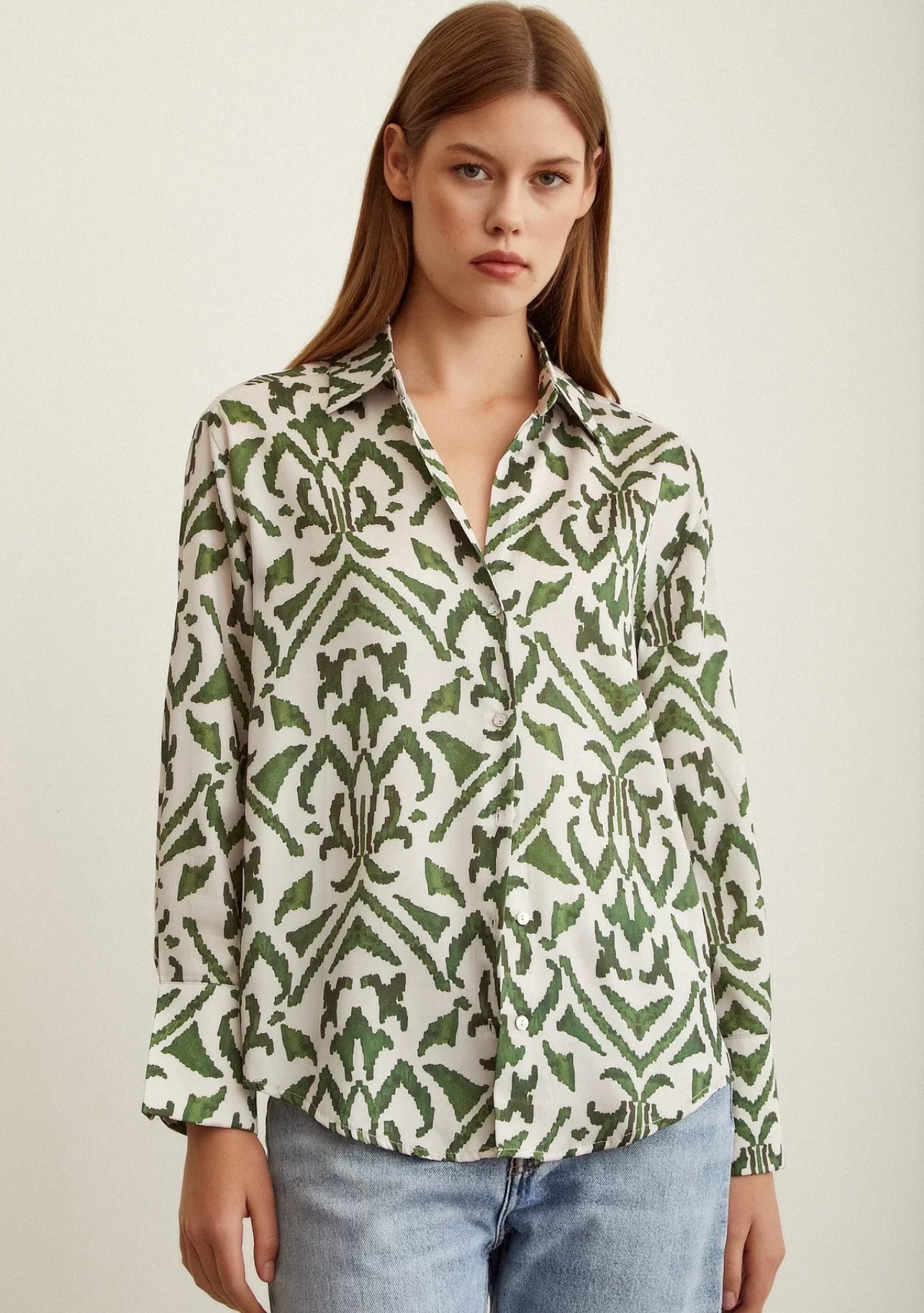 Earthy patterned Satin Shirt