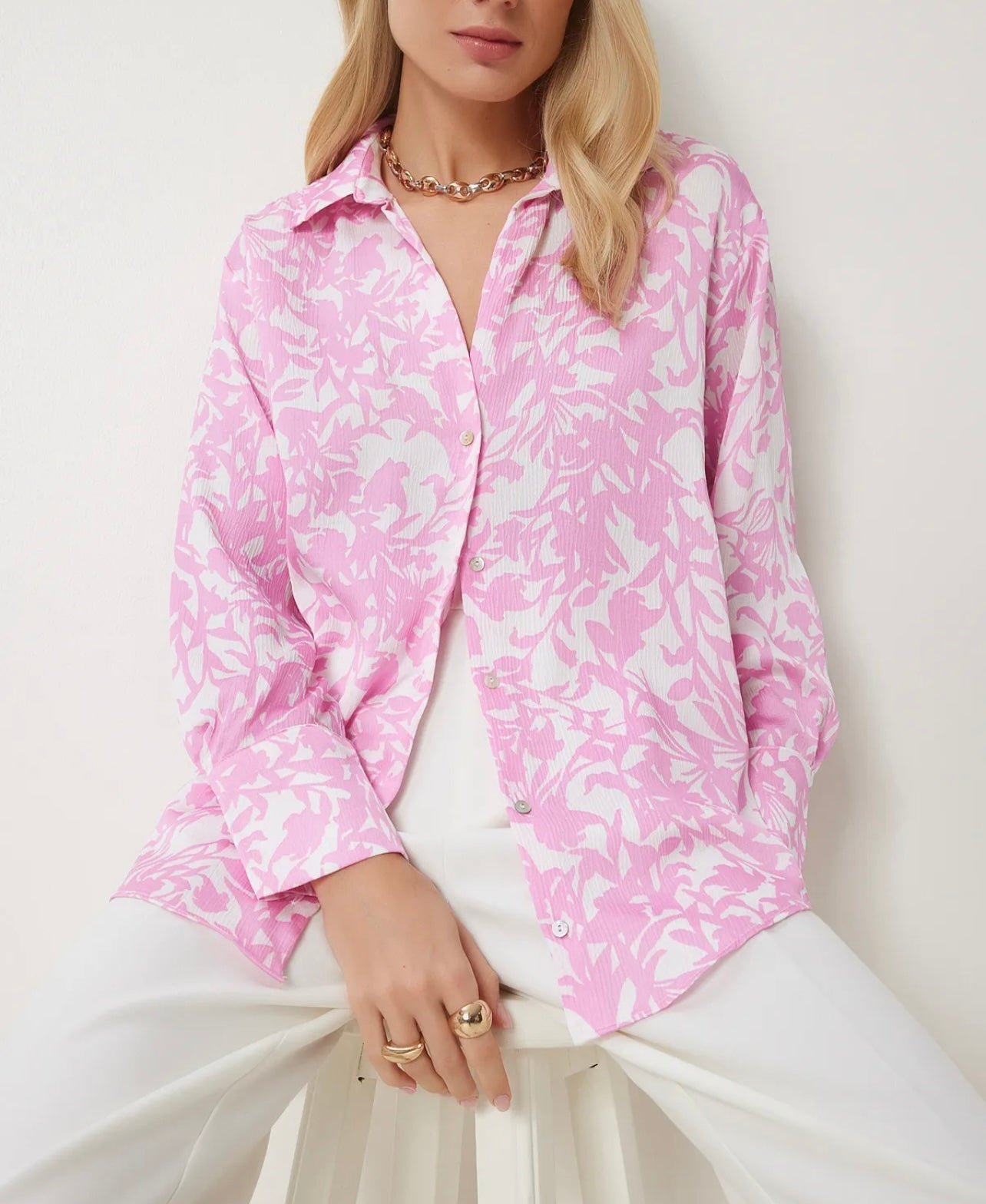 Pink Blush Bloom Textured Shirt