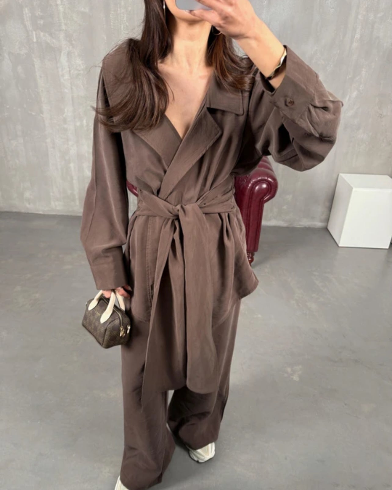 Linen Blend Belted Cardigan Set