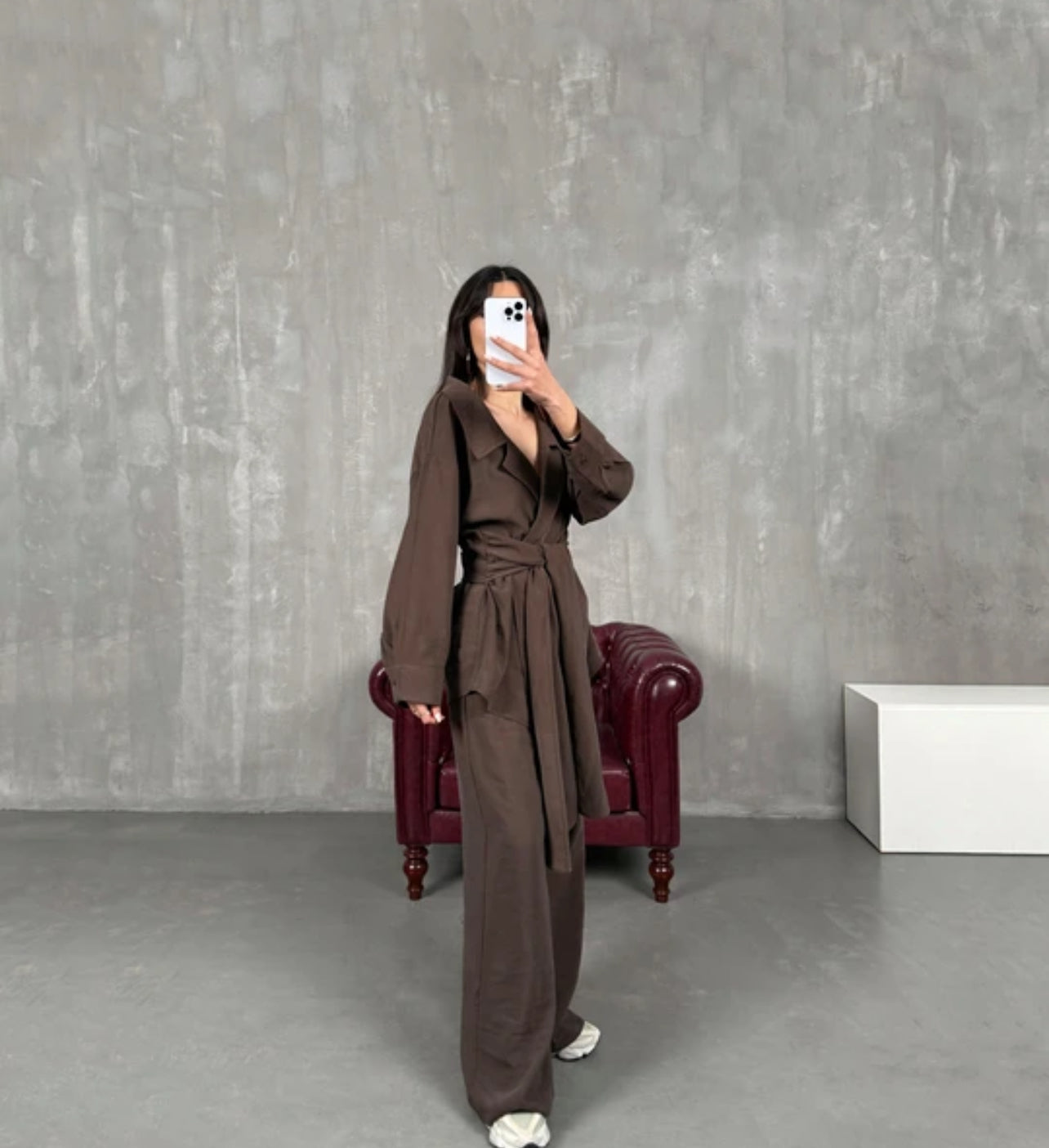 Linen Blend Belted Cardigan Set