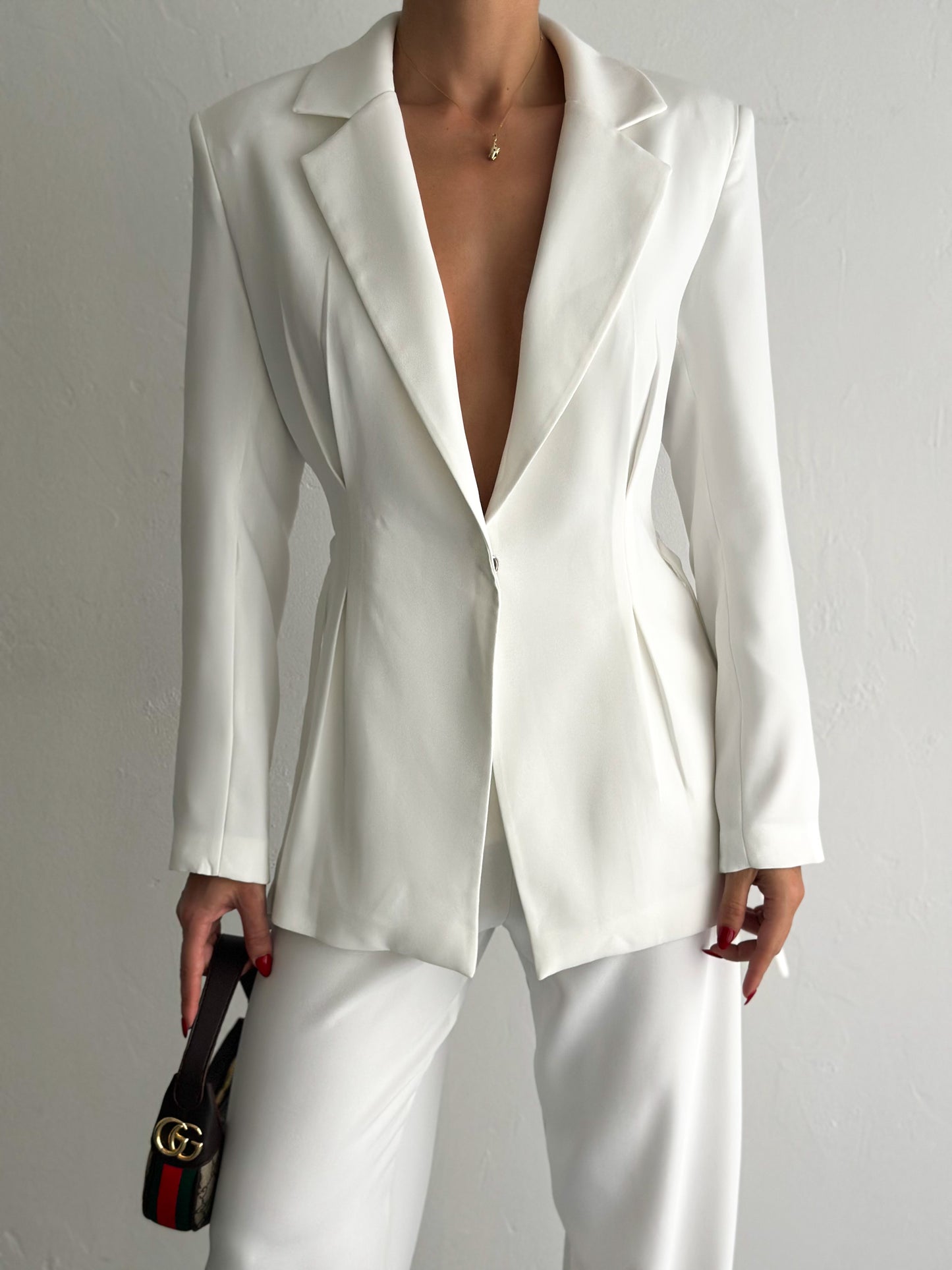 Fitted Belted Blazer & Flowing Trouser