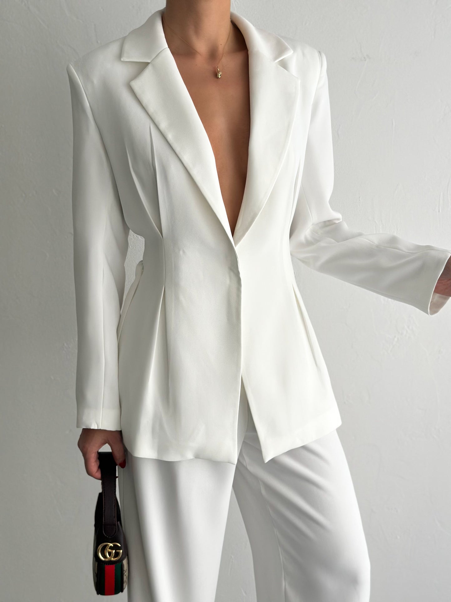 Fitted Belted Blazer & Flowing Trouser