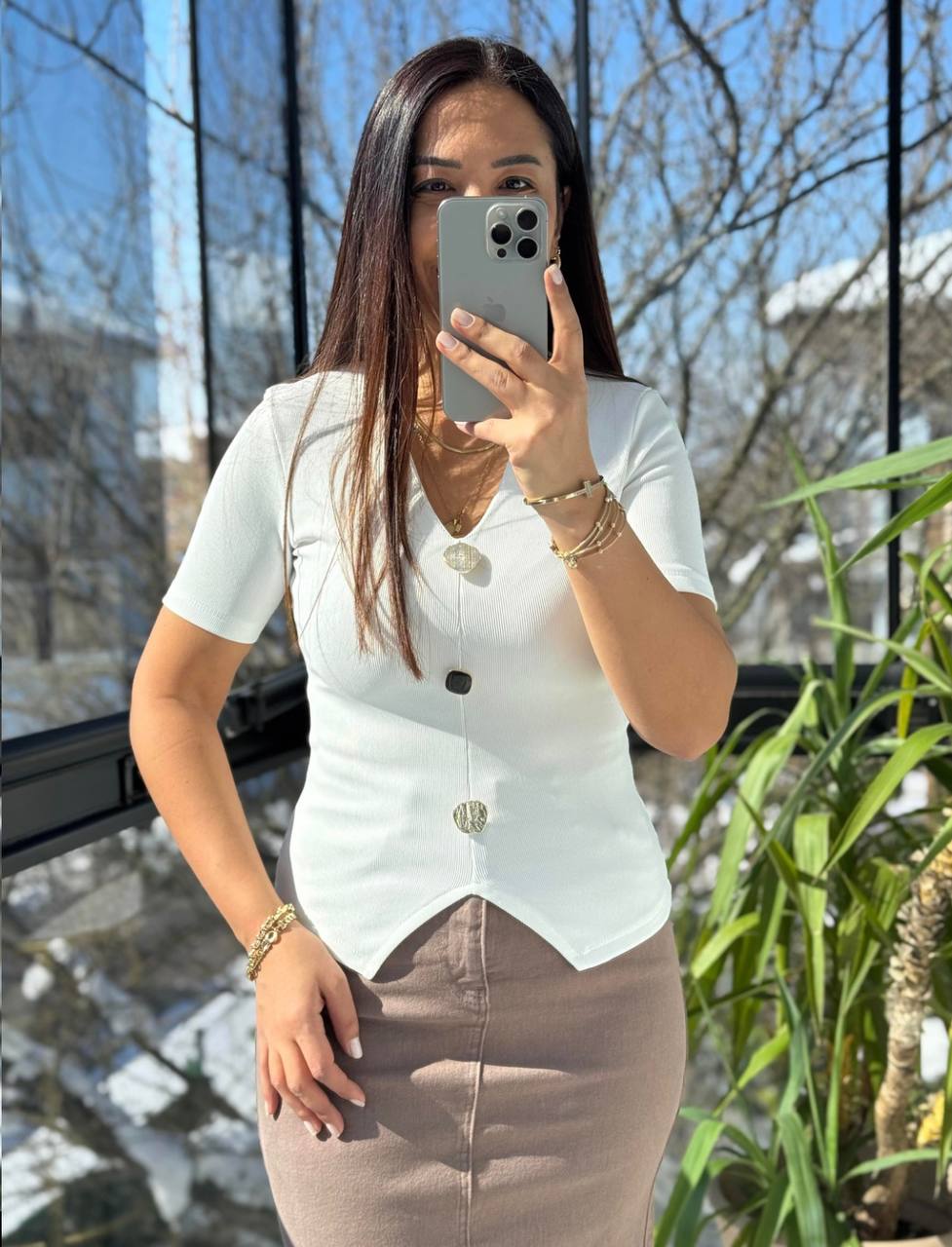Chic Ribbed Button-Down Top