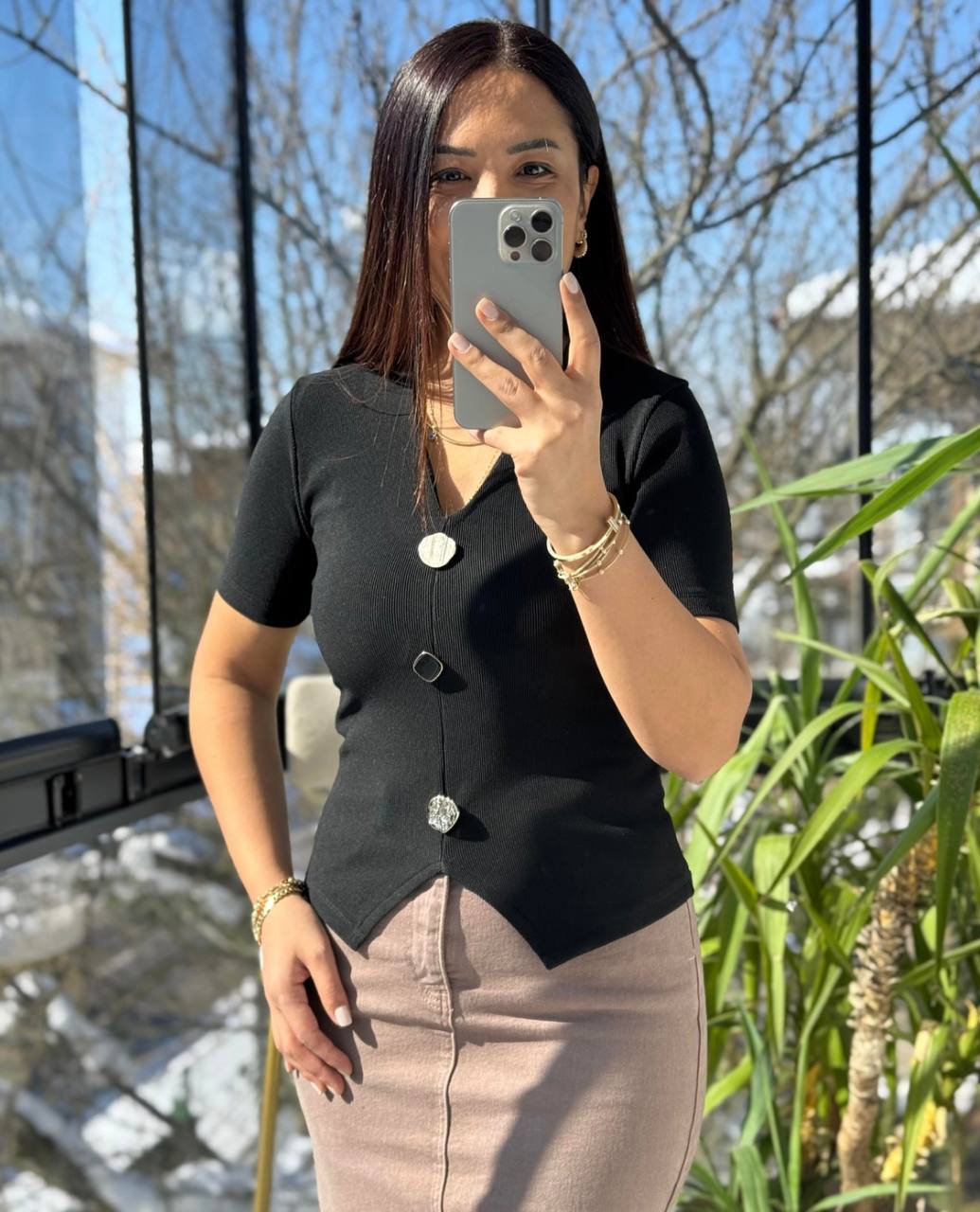 Chic Ribbed Button-Down Top