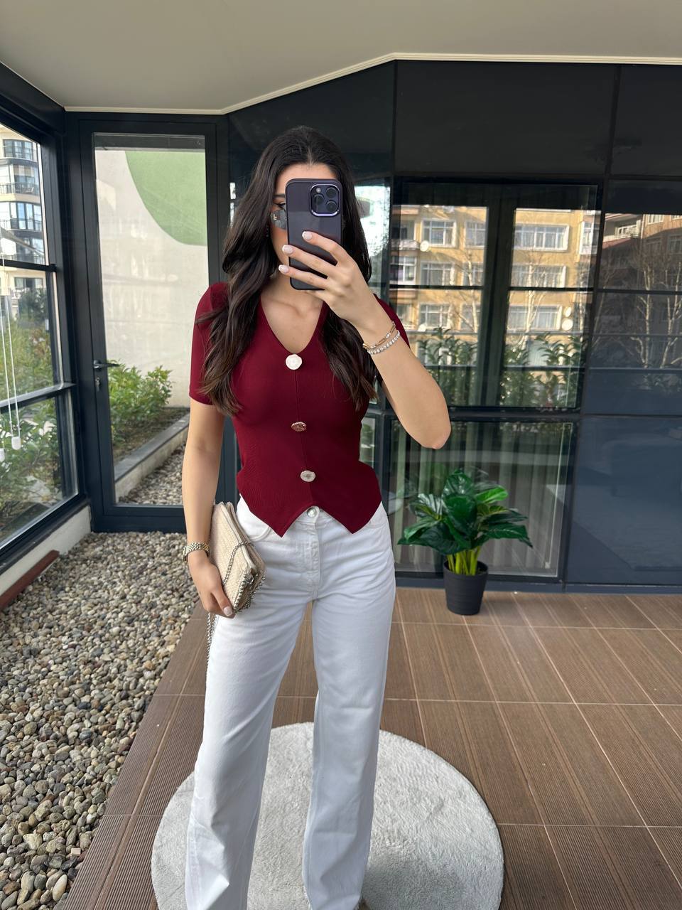 Chic Ribbed Button-Down Top