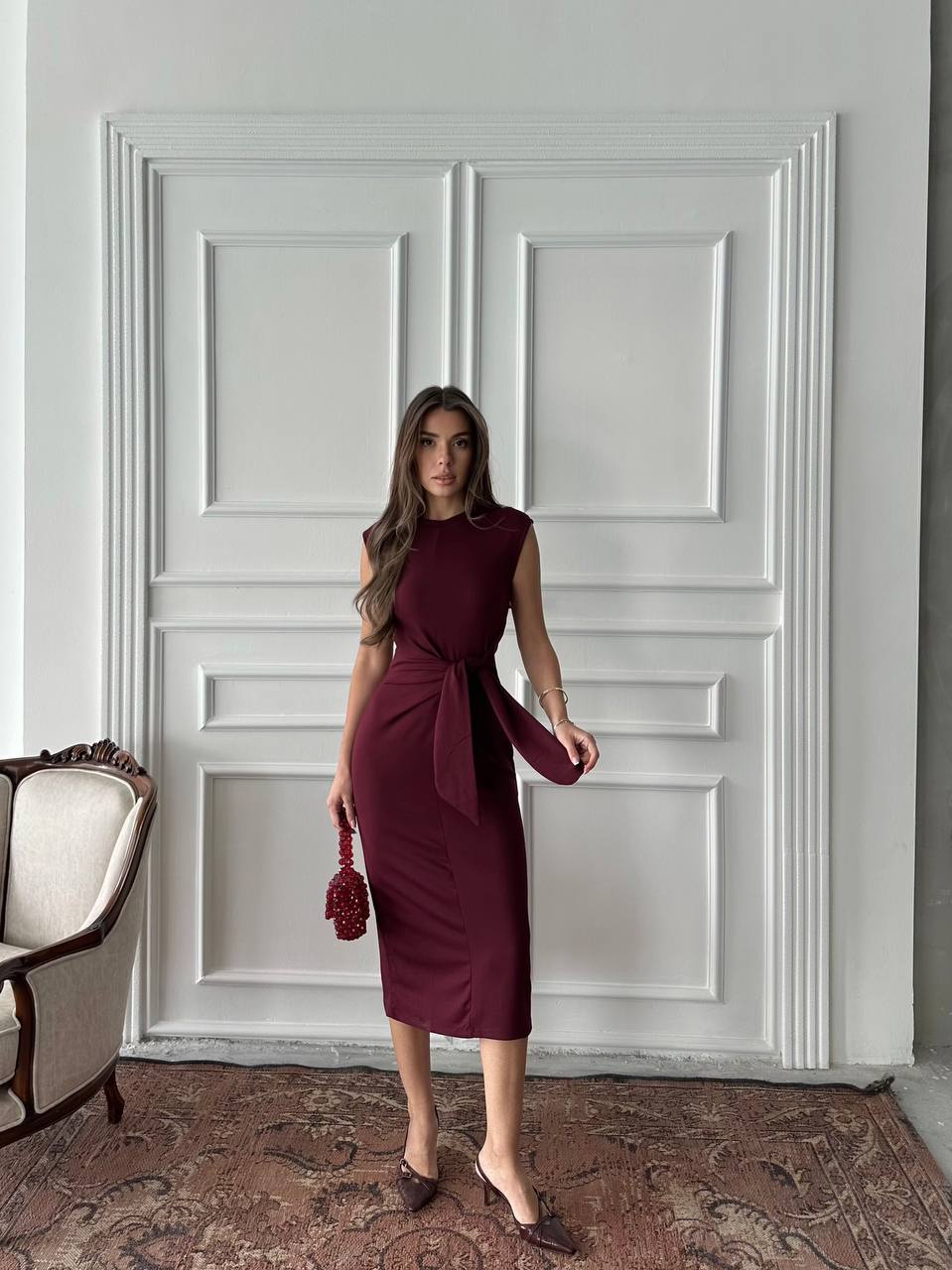 Tie-Waist Midi Dress - Sleeveless