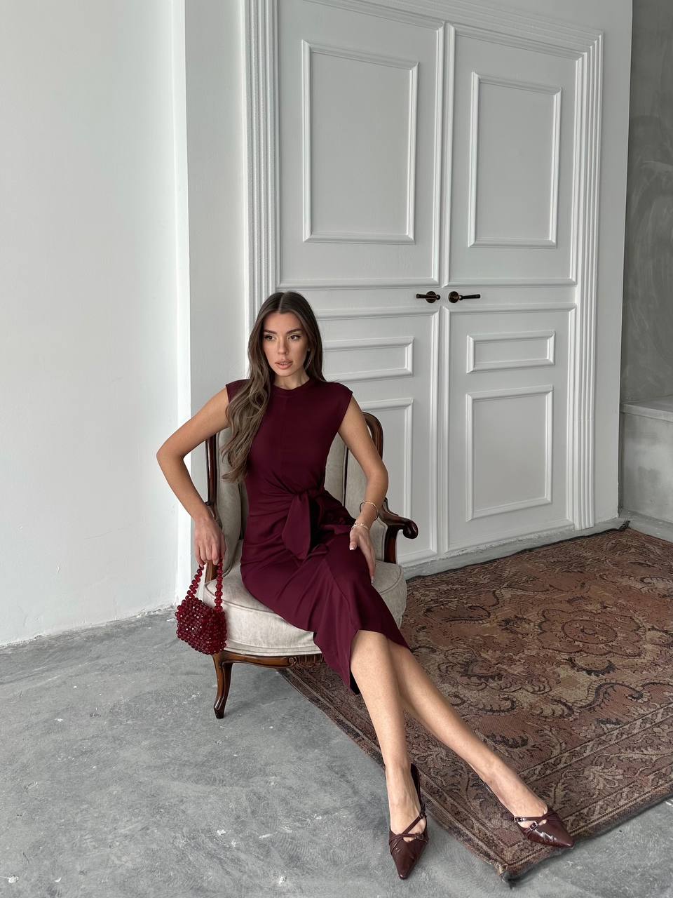 Tie-Waist Midi Dress - Sleeveless