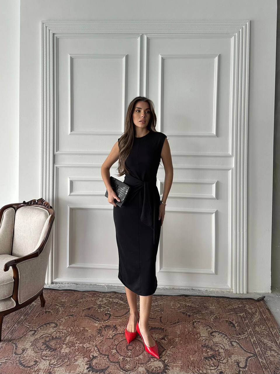 Tie-Waist Midi Dress - Sleeveless