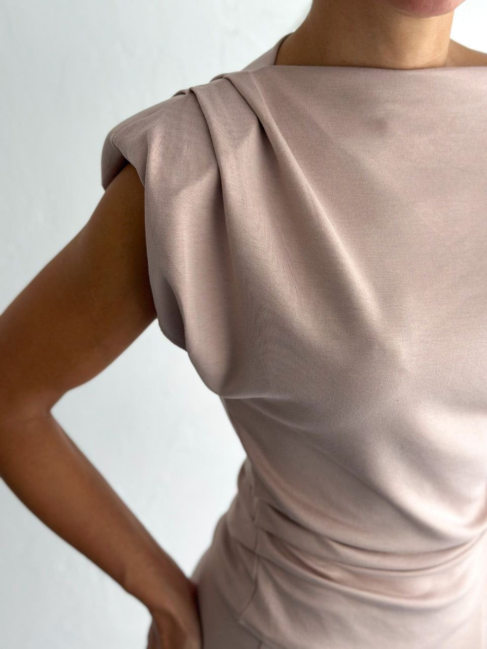 Lycra Cotton Padded Shoulder & Wide - Leg Pants Set