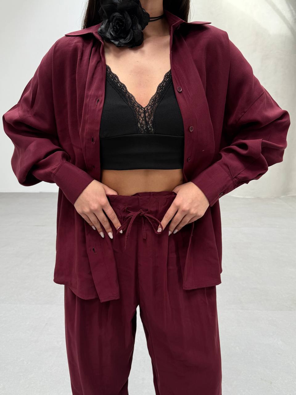 Flowy Belted Pants & Shirt Set