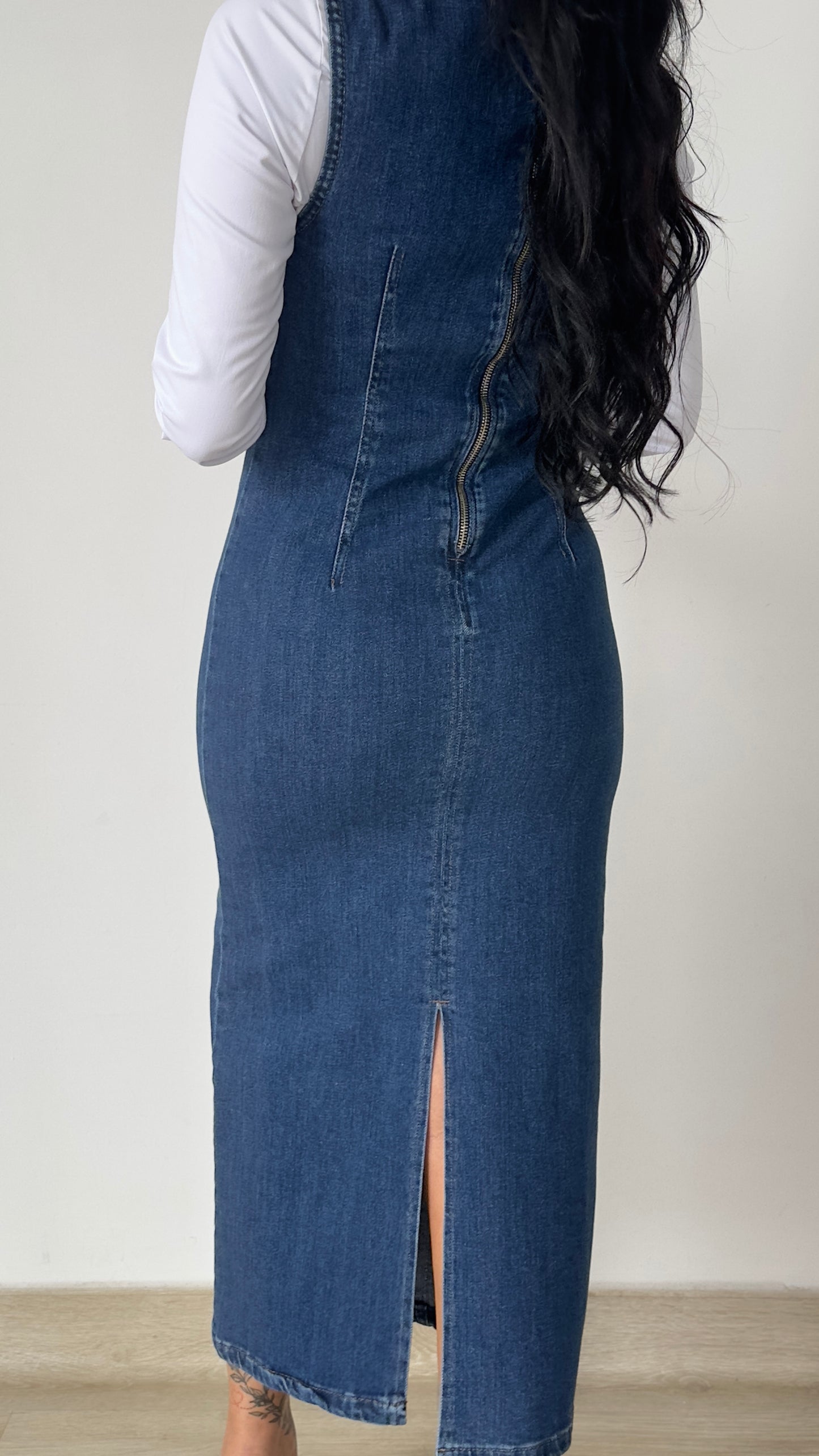 Sculpted Denim Midi Dress