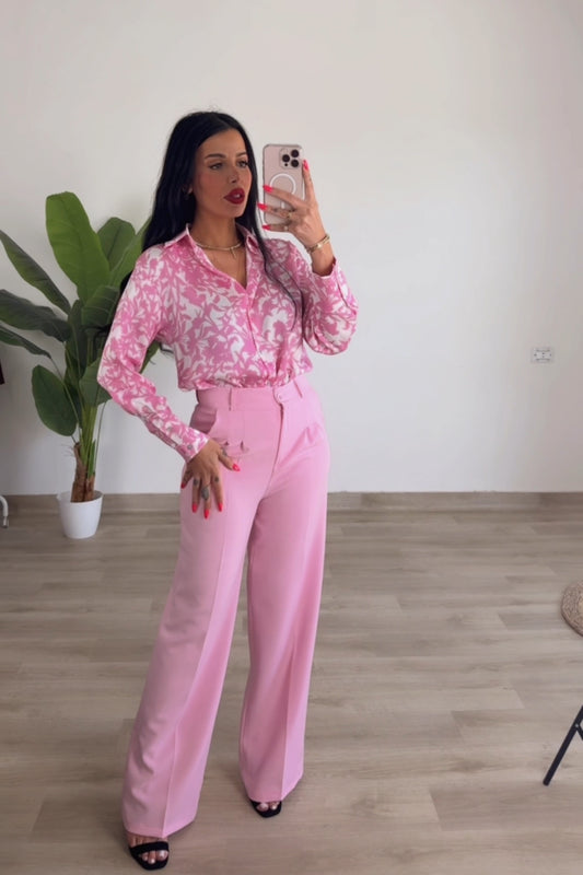 High-Waist Pleated Long Trousers
