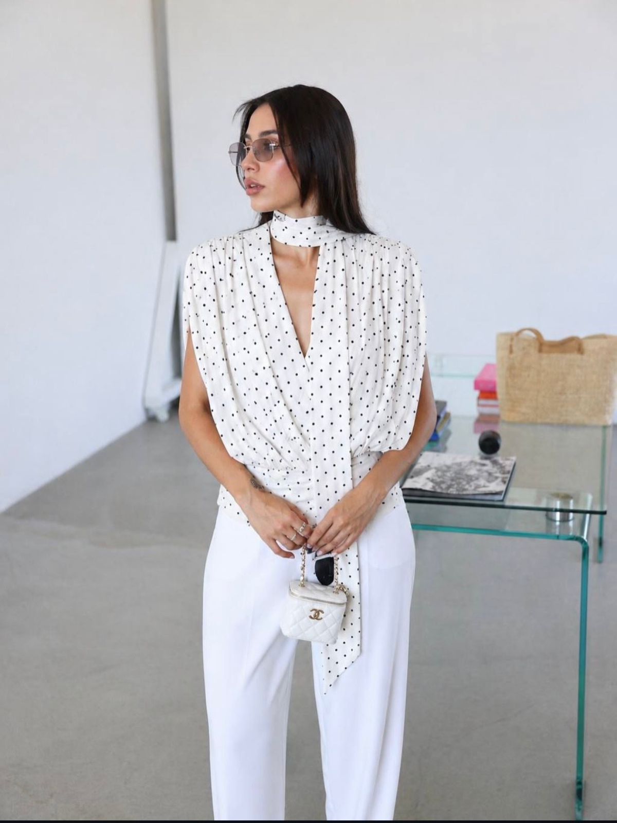 Polka Dot Wrap Top