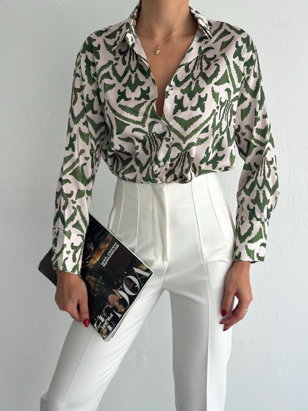 Earthy patterned Satin Shirt