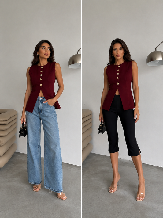 Buttoned Structured Vest