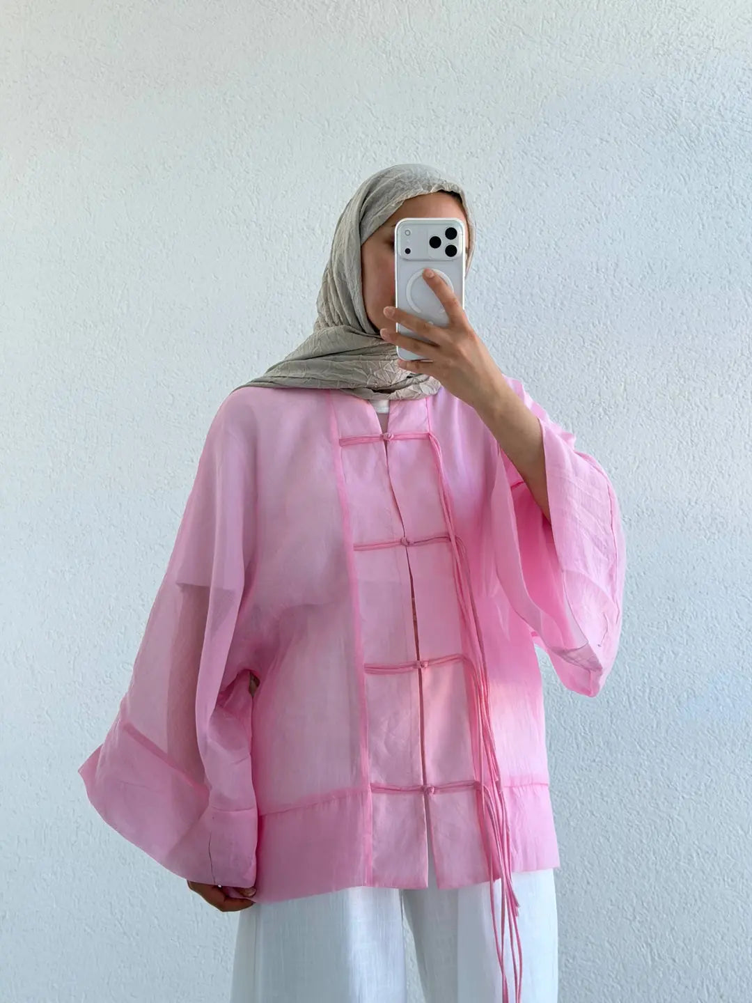 Sheer Tie-Front Overshirt