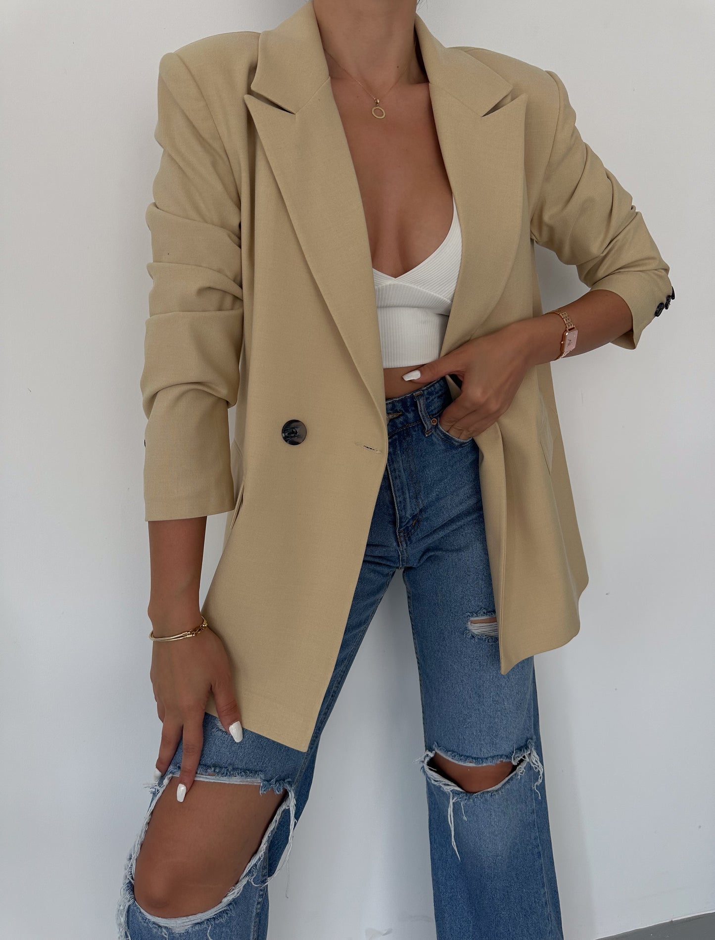 OVERSIZE BLAZER WITH PADDED SHOULDERS