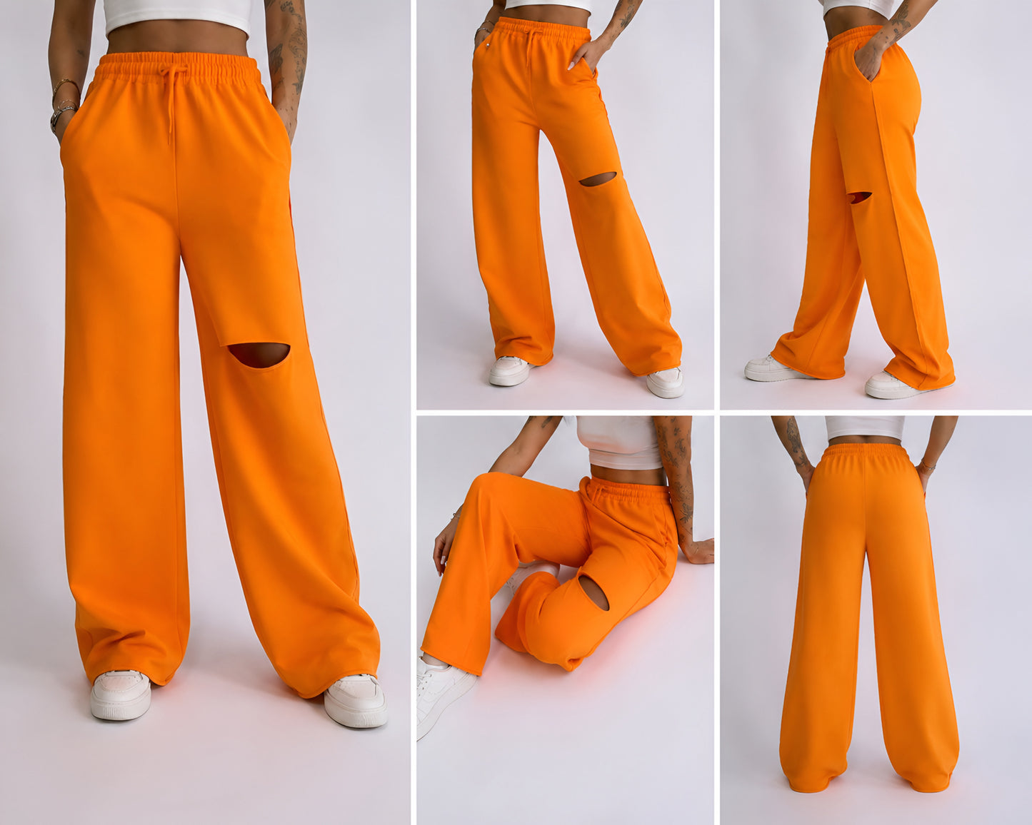 Ripped Wide Leg Sweatpants