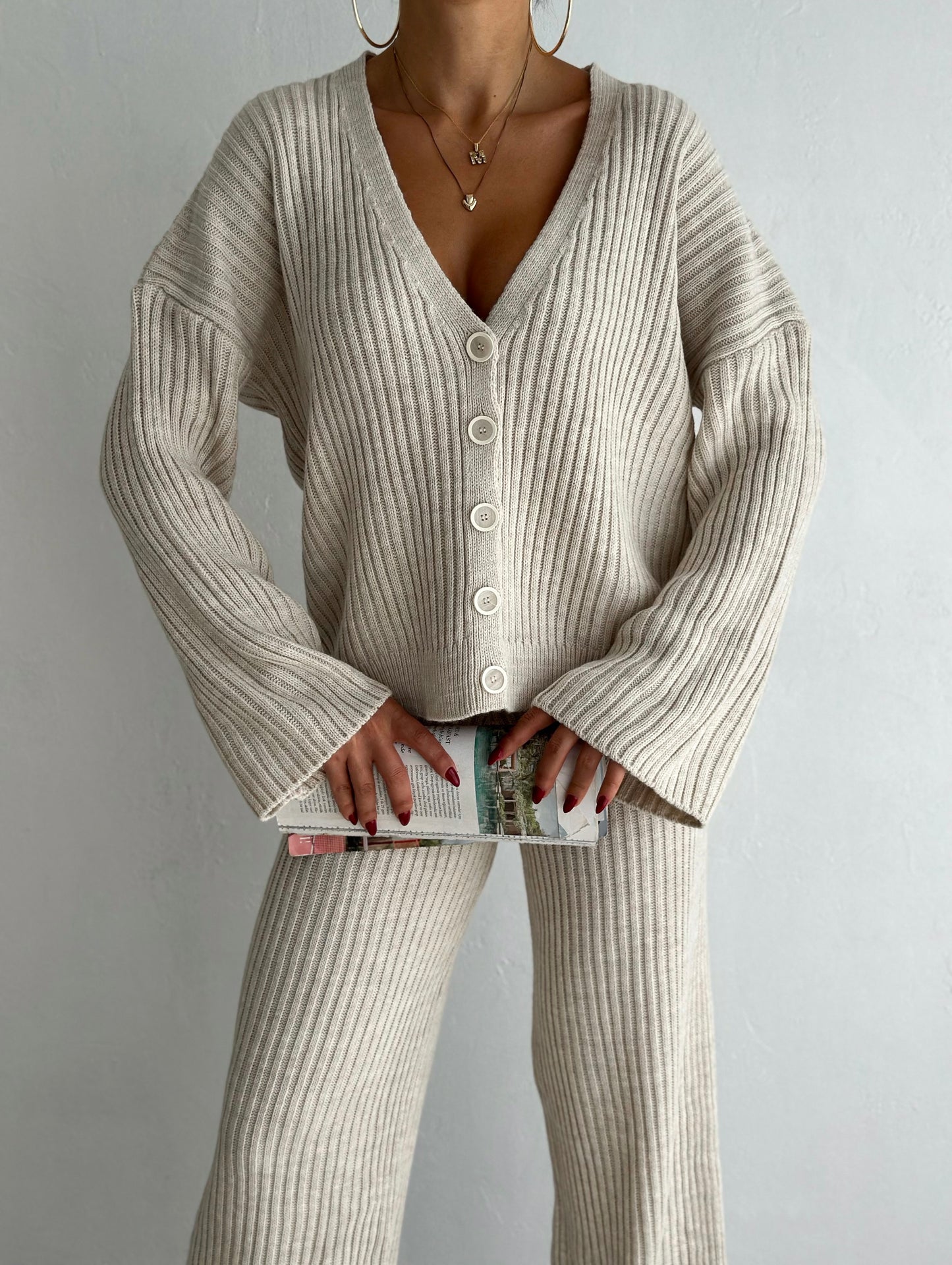 wool buttoned set