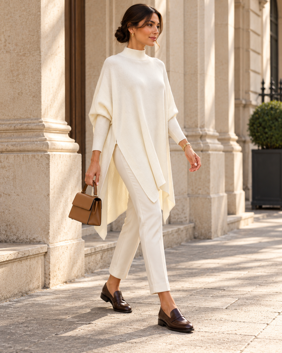 Side-Slit Knit Poncho