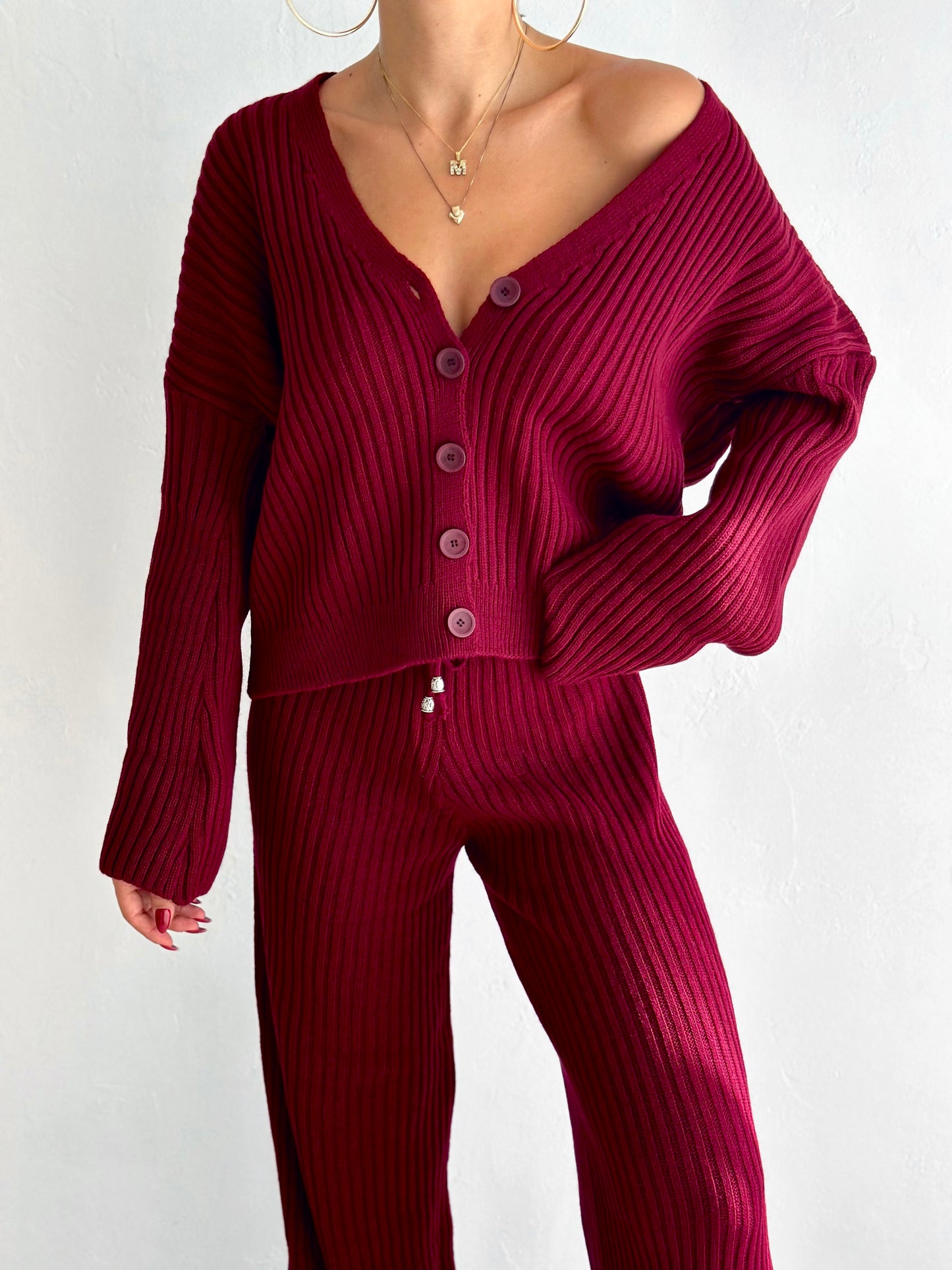 wool buttoned set