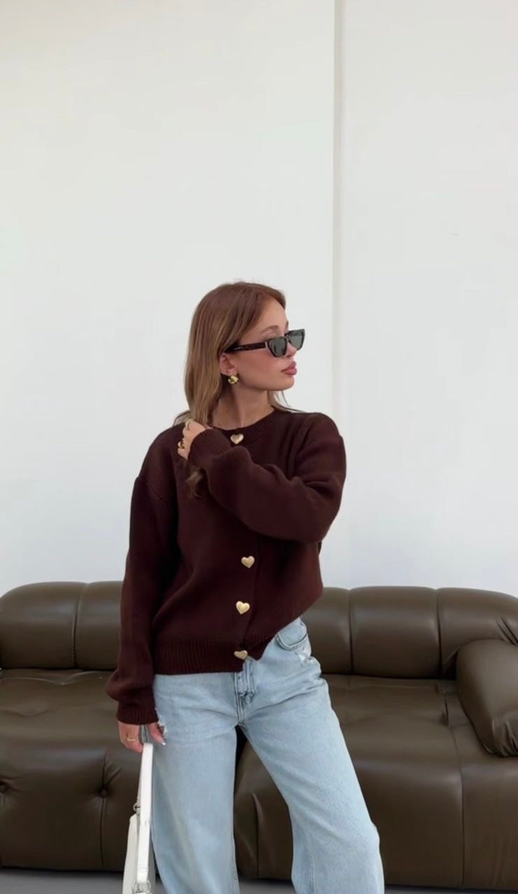 Heart Button Knit Cardigan