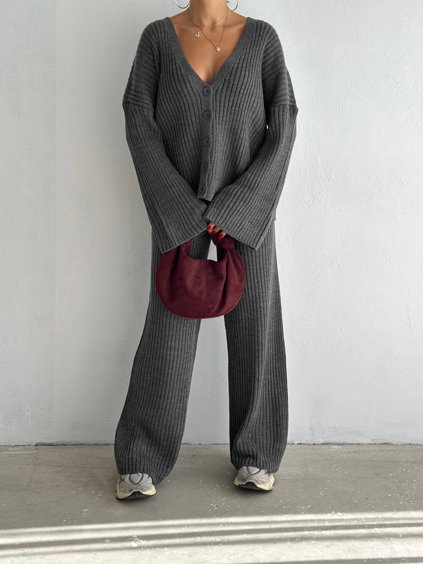 wool buttoned set