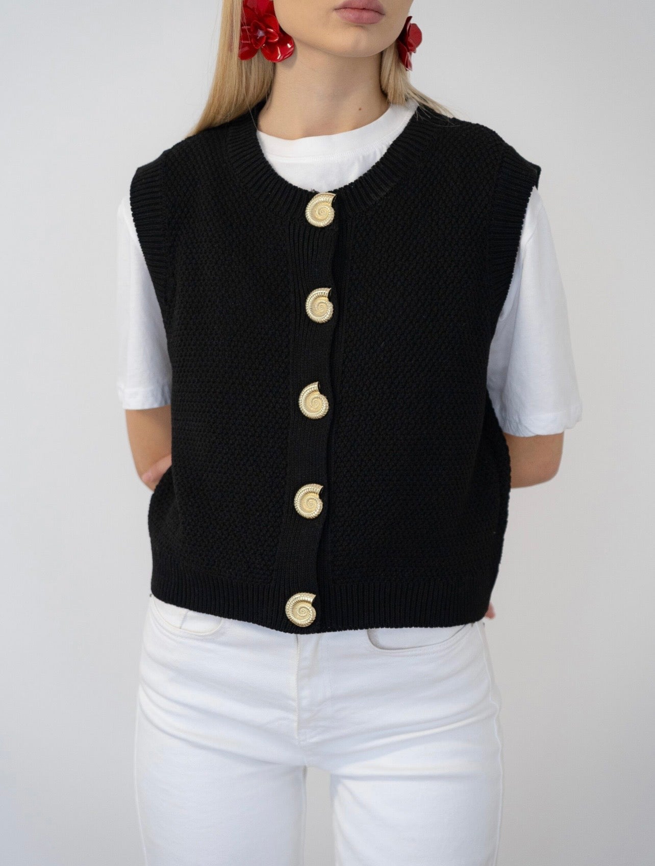 Knit Gold Button Vest