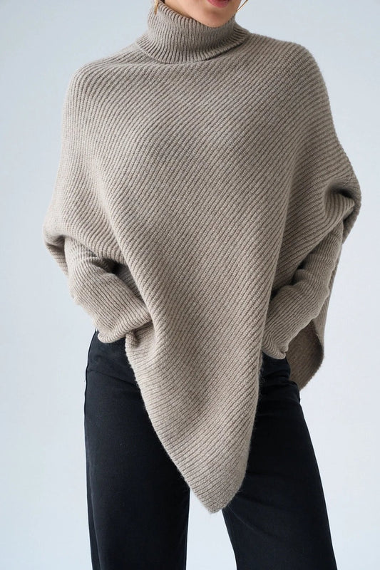 Ribbed Highneck Poncho