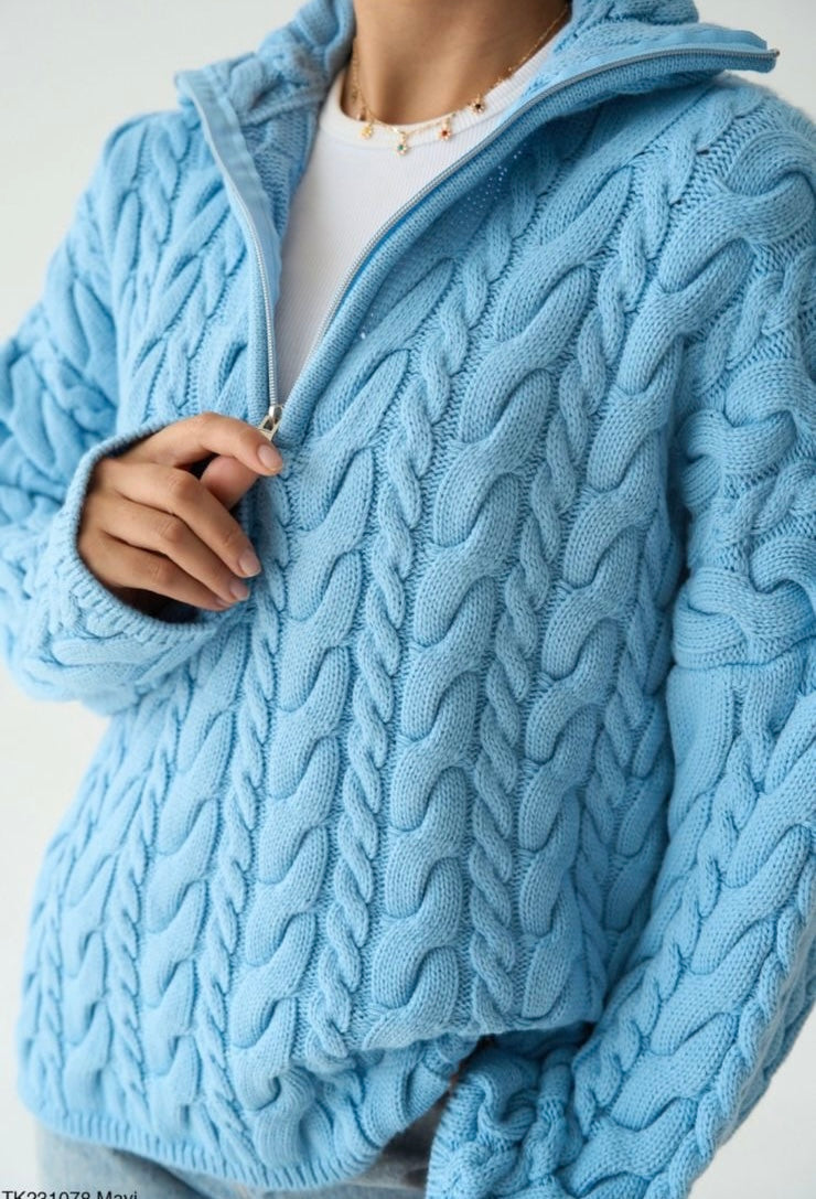 Cable Knit Half -Zip Sweater