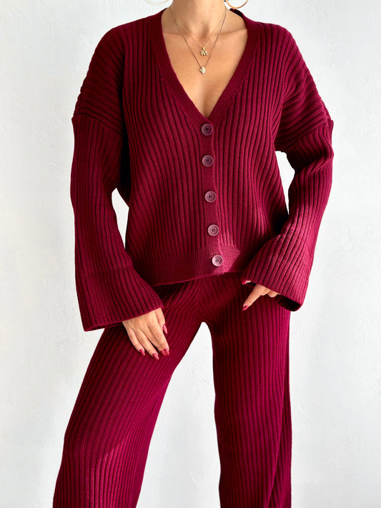 wool buttoned set