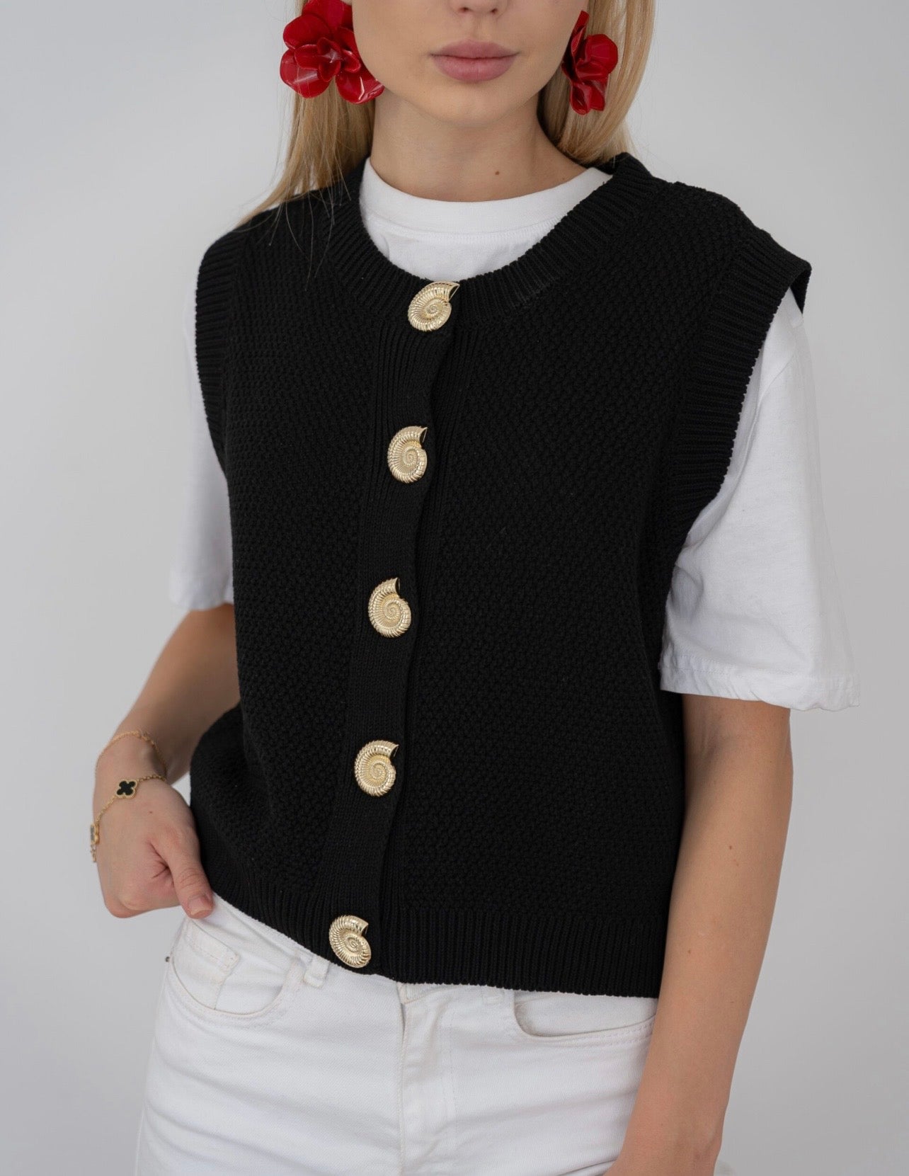 Knit Gold Button Vest