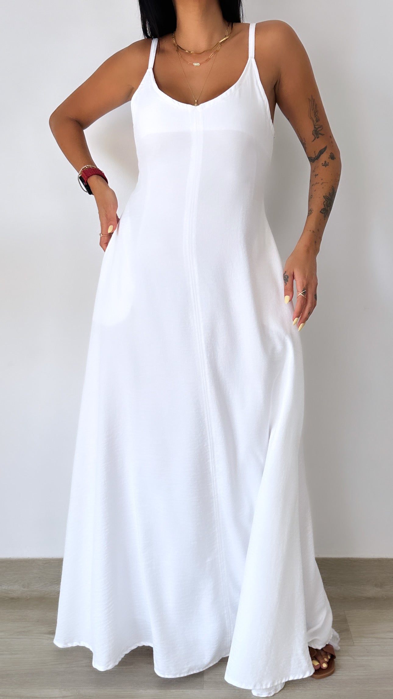 Linen flowy belted dress