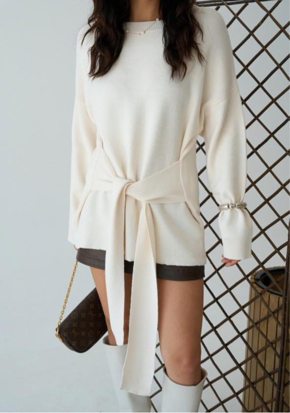 Belted Knit Top