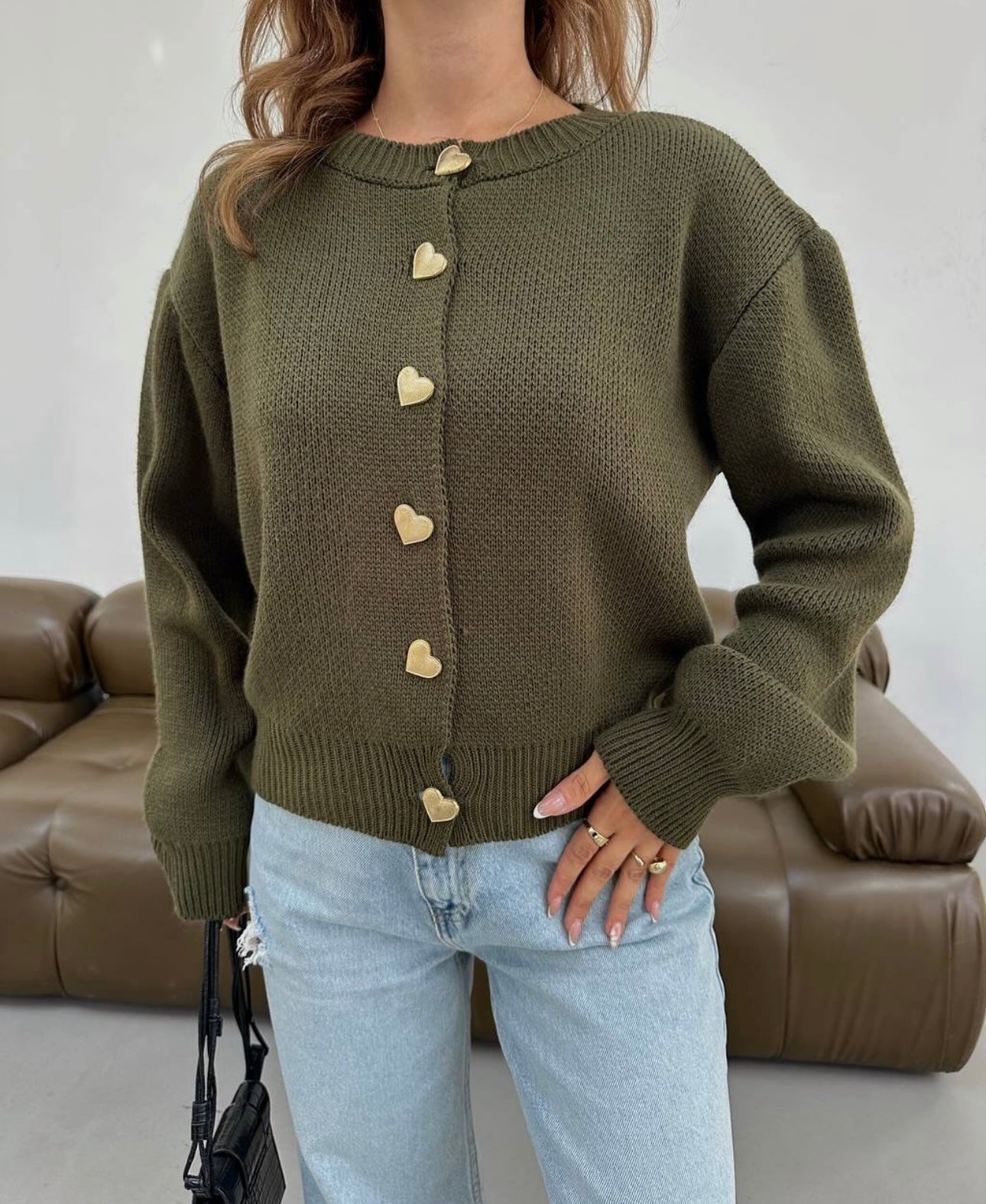 Heart Button Knit Cardigan