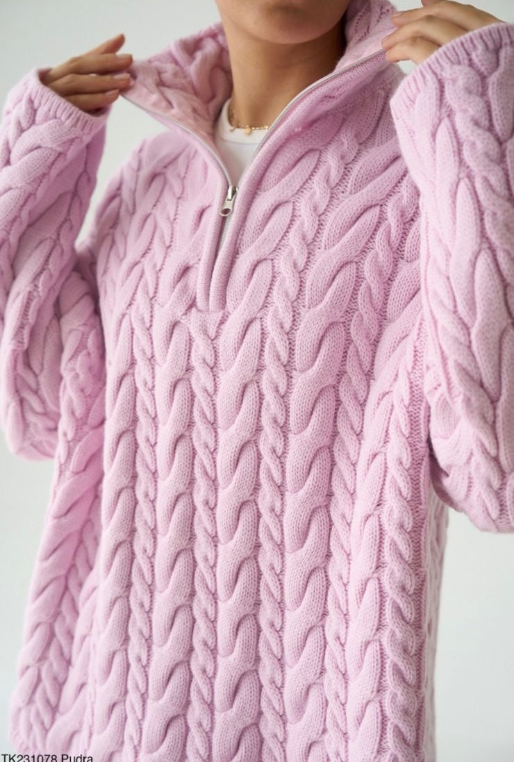 Cable Knit Half -Zip Sweater