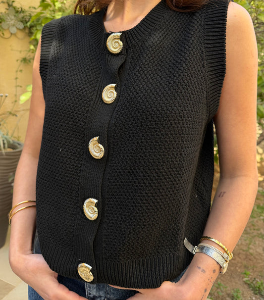 Knit Gold Button Vest