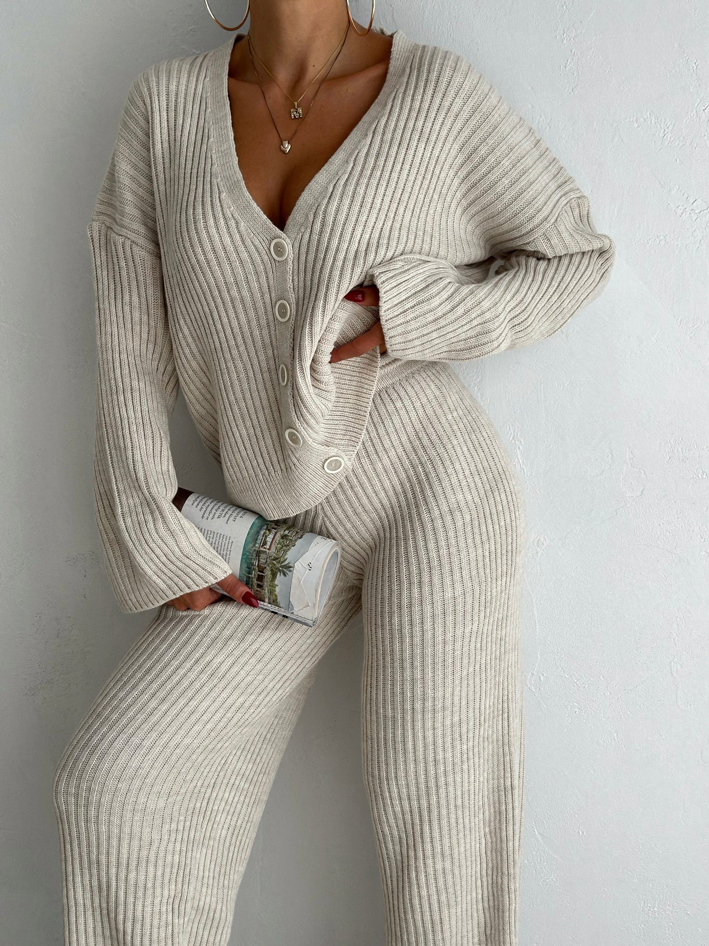 wool buttoned set