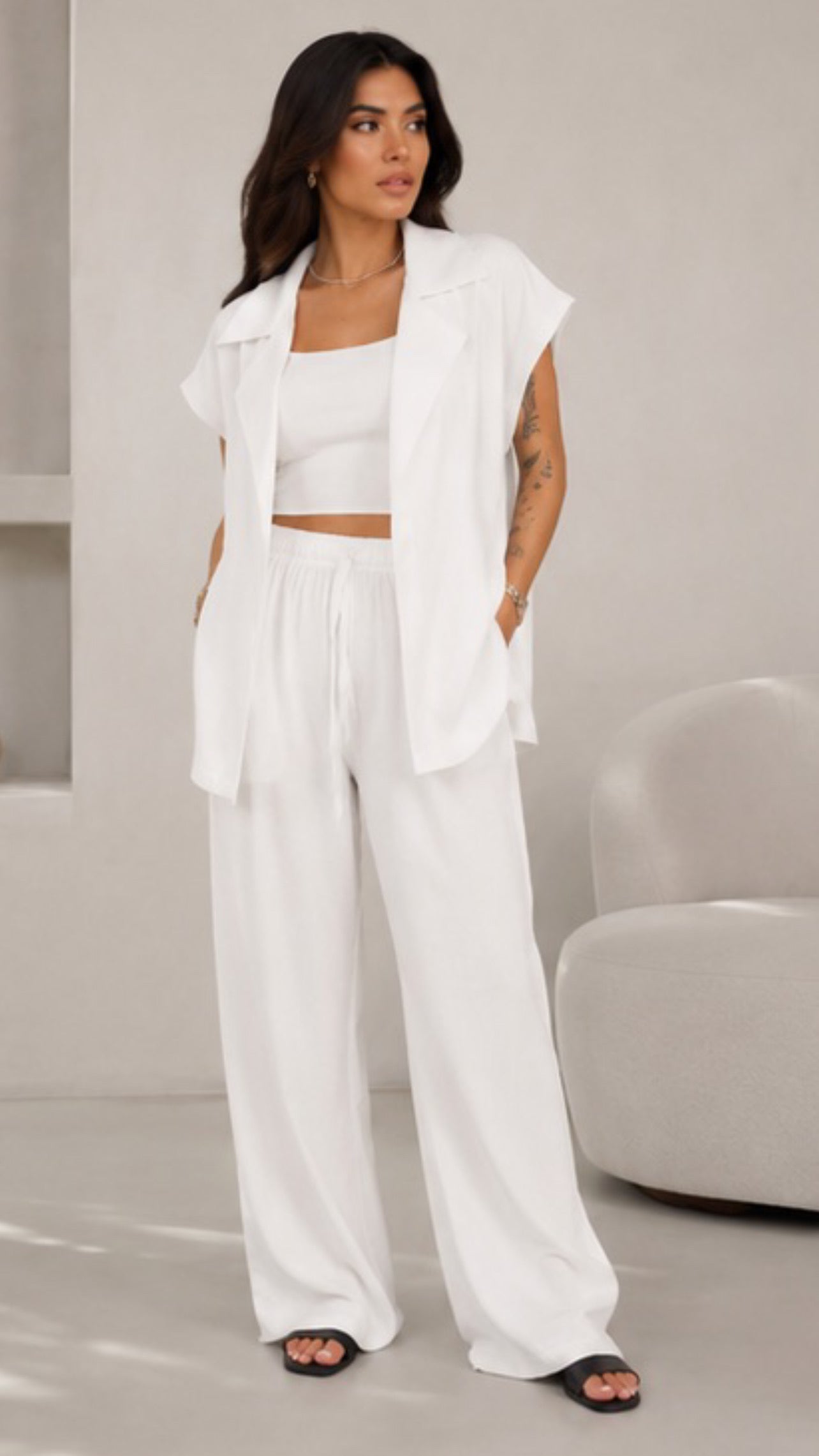 The Flowing Half Sleeve Vest Set