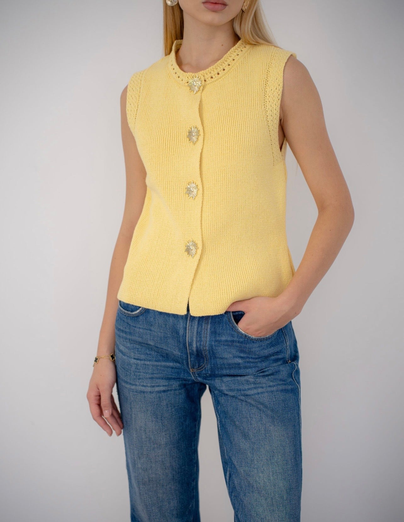 Knit Gold Button Vest